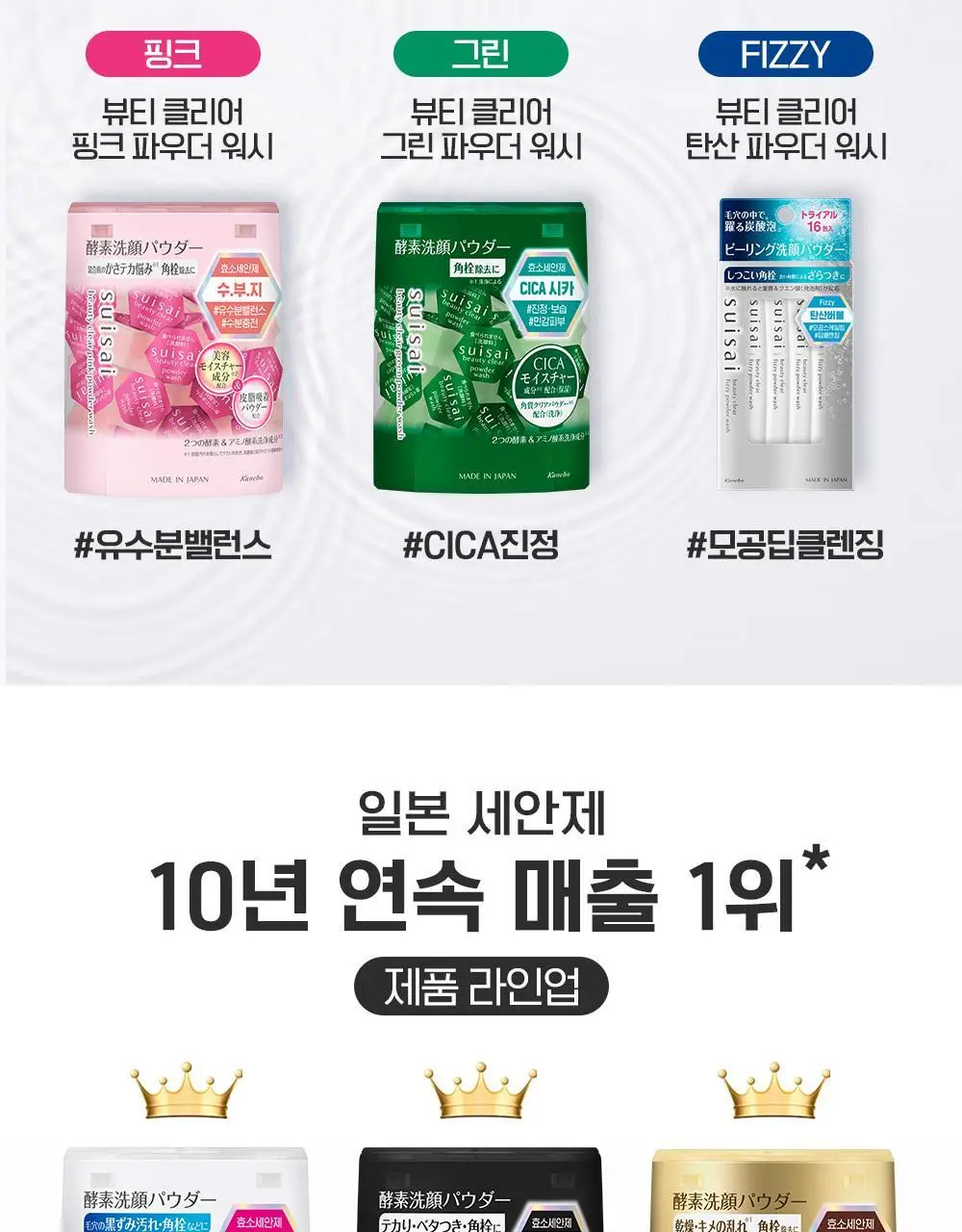 [깐달걀세안제] 수이사이 파우더 워시 6종 택1 (오리지널, 블랙, 골드, 그린, 핑크, 탄산 32p/15p/16p) 상세페이지 3